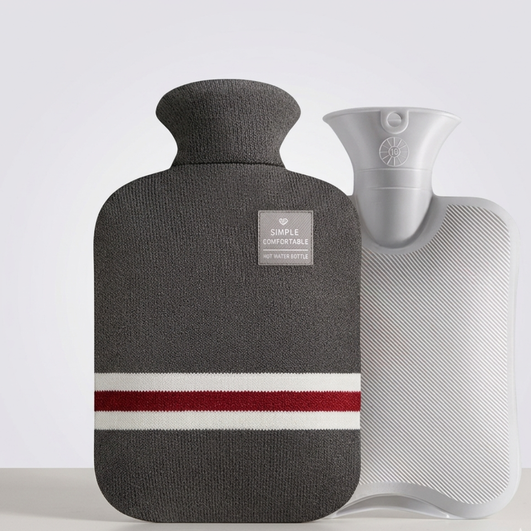 Large capacity hot water bottle providing cozy warmth & muscle relaxation. Perfect for stress and pain relief.