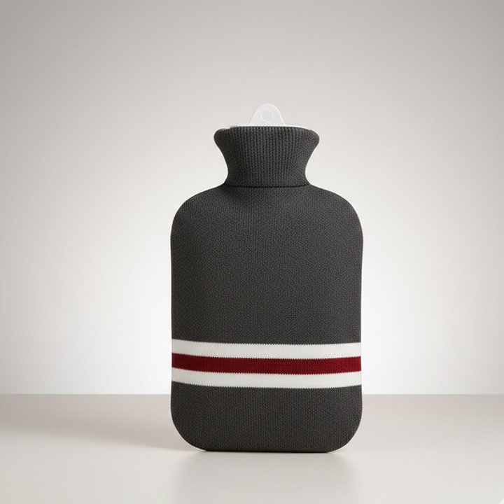 Unisex large capacity hot water bottle. Provides soothing warmth, pain relief, and relaxation for tired muscles.
