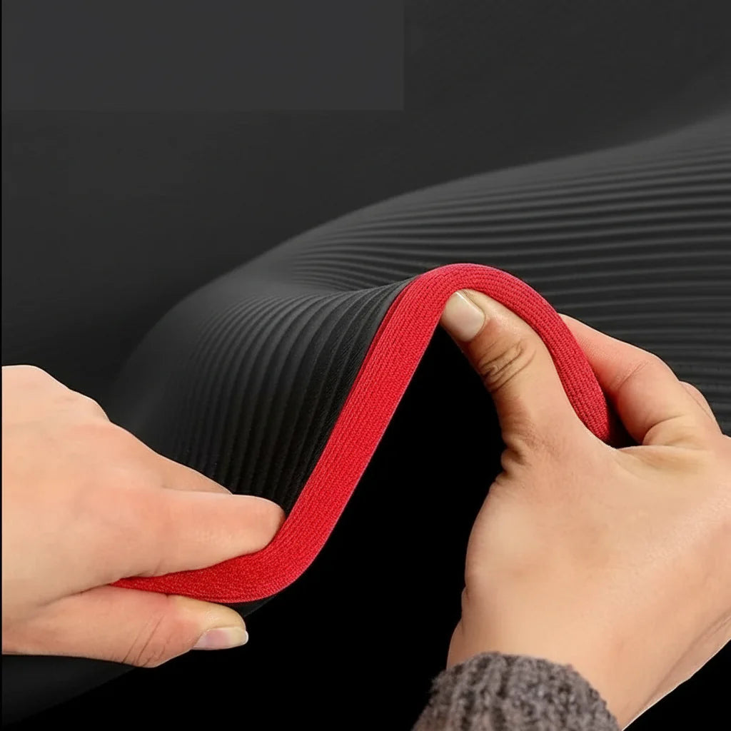 Blue 10mm cushioned yoga mat providing excellent joint support