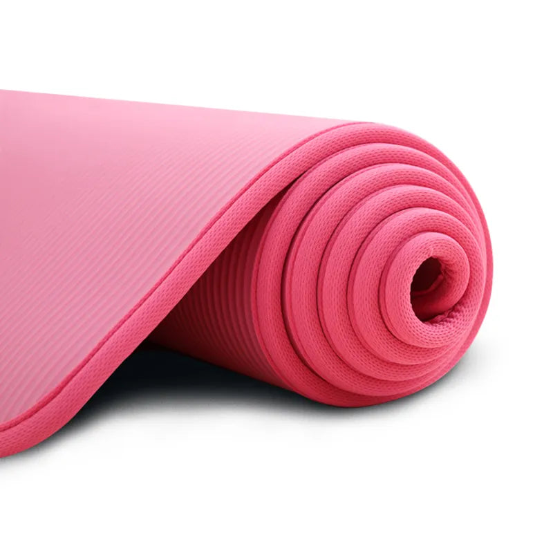 Black extra thick yoga mat with a non-slip grip for stability