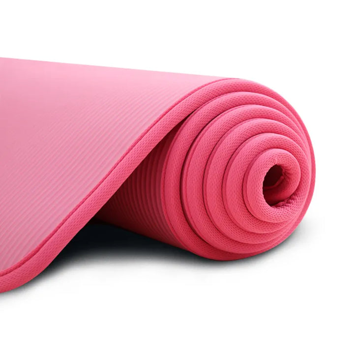 Black extra thick yoga mat with a non-slip grip for stability