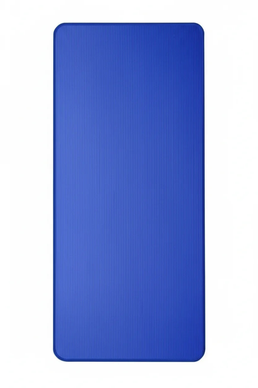 Folded view of a thick, non-slip workout mat for easy storage