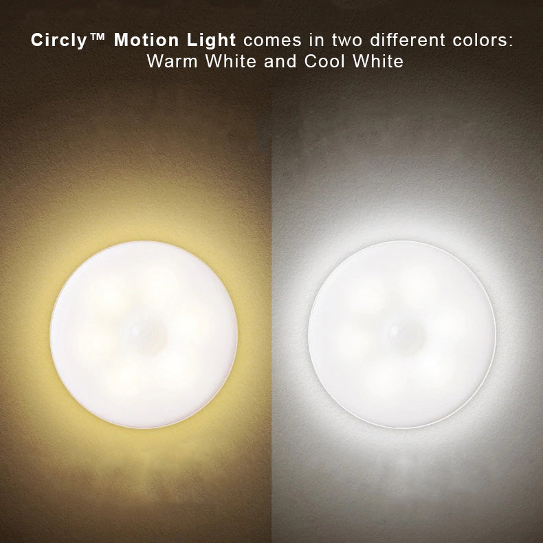 Compact cool white LED night light, automatic motion sensor & magnetic mount for under cabinet or shelf use.