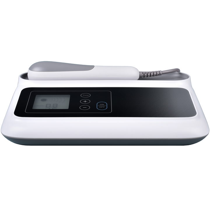 Home-use AeroPulse ultrasonic therapy for physiotherapy, pain relief, and enhanced muscle circulation.