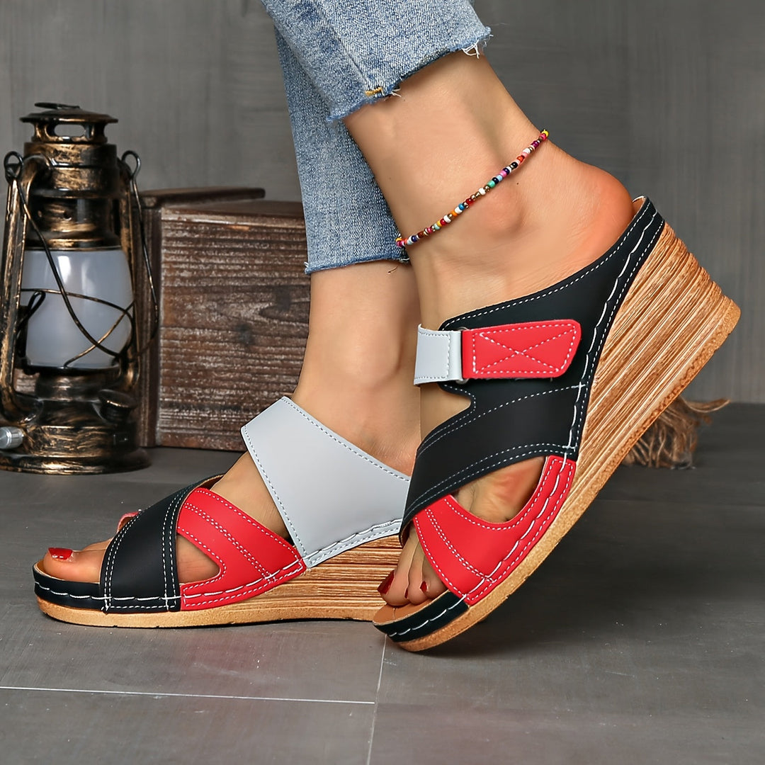 Women's Colorblock Wedge Slides