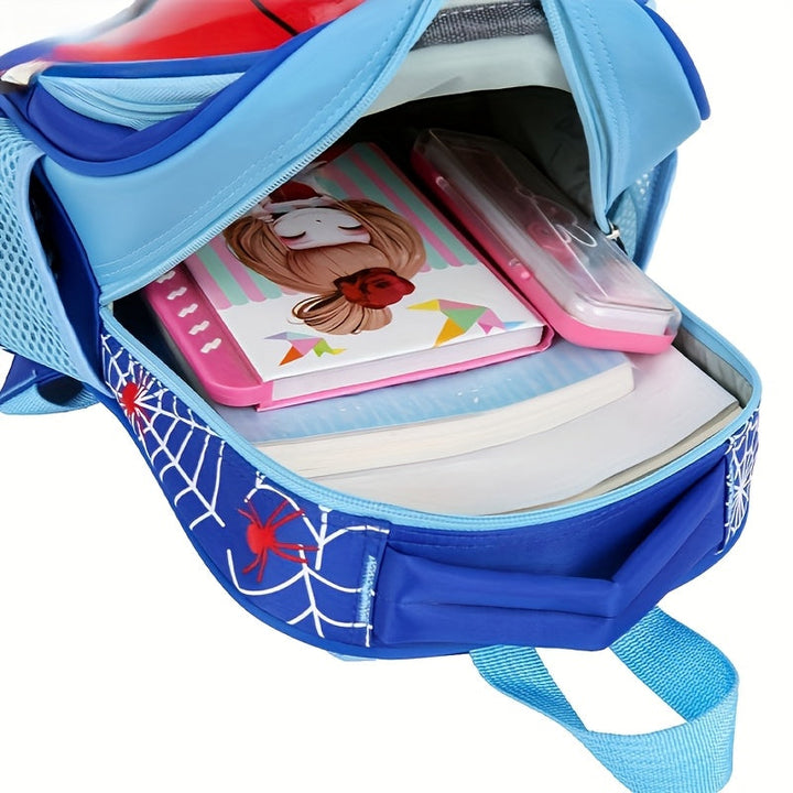 Bright red and blue Spider-Man kids' backpack. A web-slinger themed school and travel bag for little adventurers.
