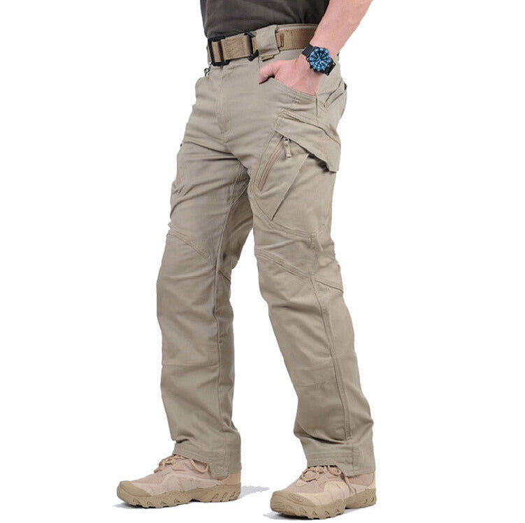 Men's tactical cargo trousers with multi-pockets, perfect for outdoor adventures and utility.