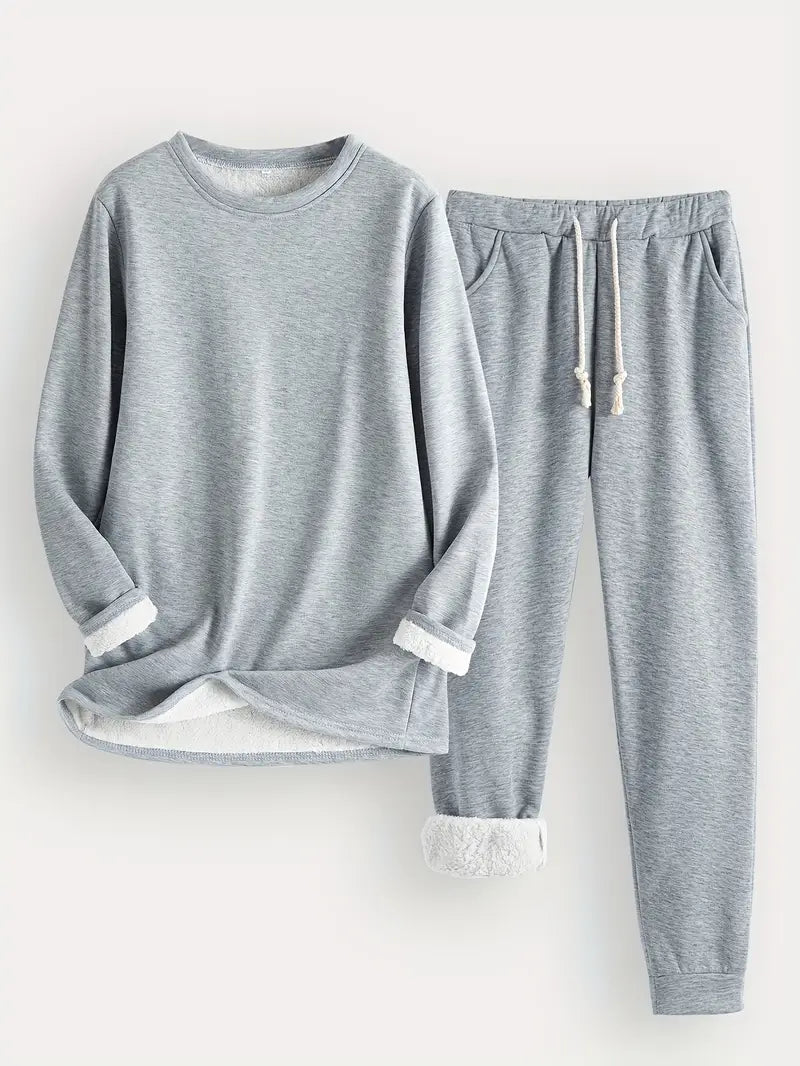 Relaxed fit women's two-piece lounge set, offering ultimate comfort for home or casual outings.