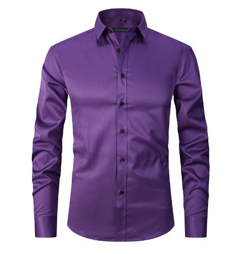 Durable men's long-sleeve stretch shirt. Wrinkle-resistant for lasting style & versatile smart casual looks.