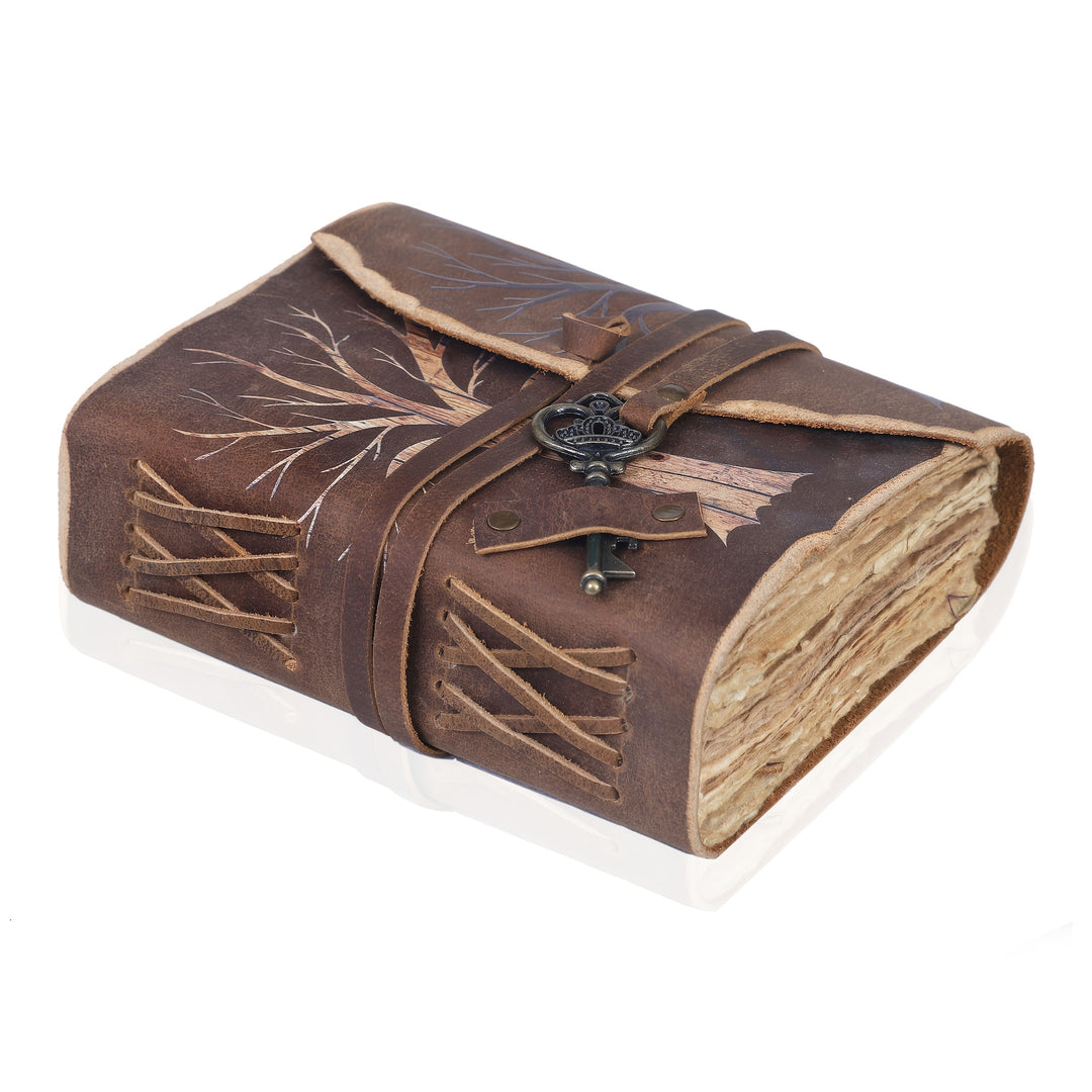 Distinctive vintage locked journal, leather look, perfect for travel memories & sketches.