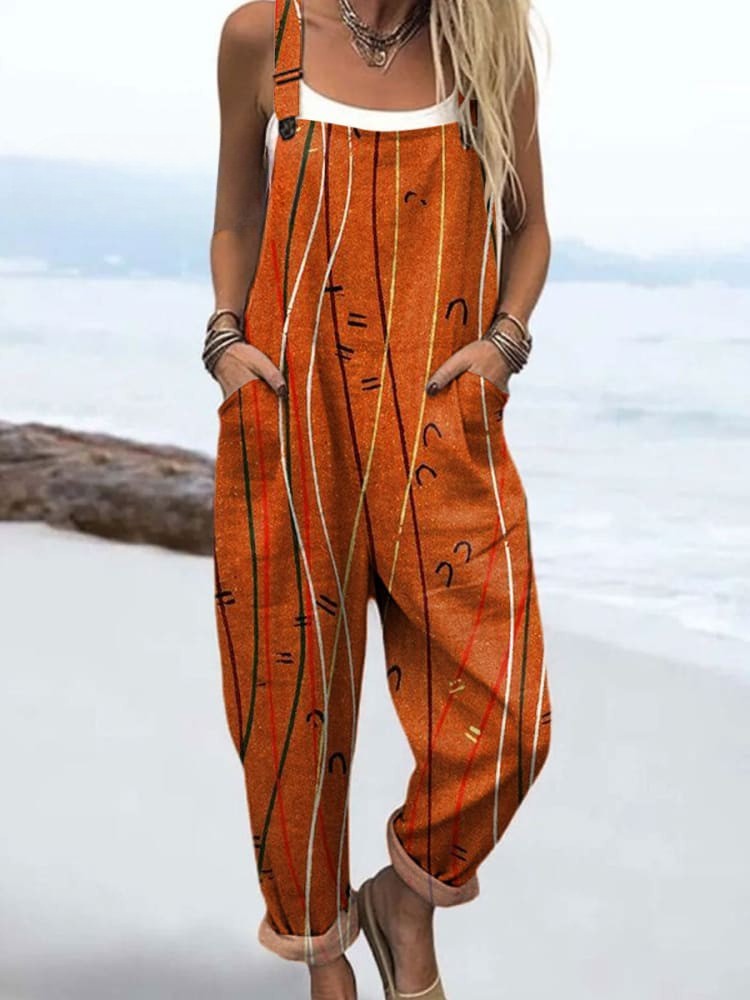 Artistic Line Print Jumpsuit