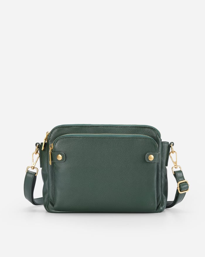 Versatile women's full-grain leather crossbody & shoulder bag, secure organizer for everyday carry.