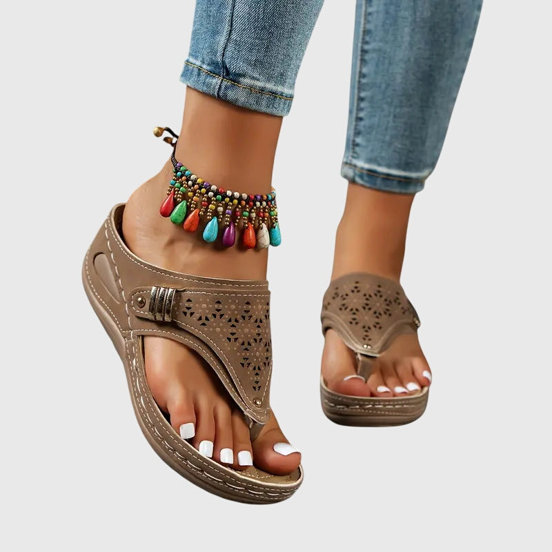 Navy casual women's orthopedic sandals with arch support, providing comfortable everyday summer footwear.