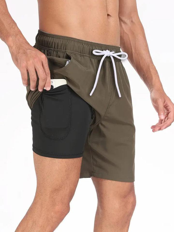 Lightweight quick-dry men's swim shorts, perfect for vacation & summer activities.