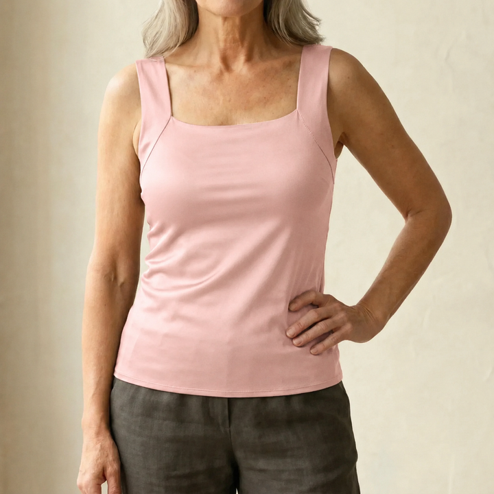 High-quality women's tank top with integrated bra for superior comfort & support.