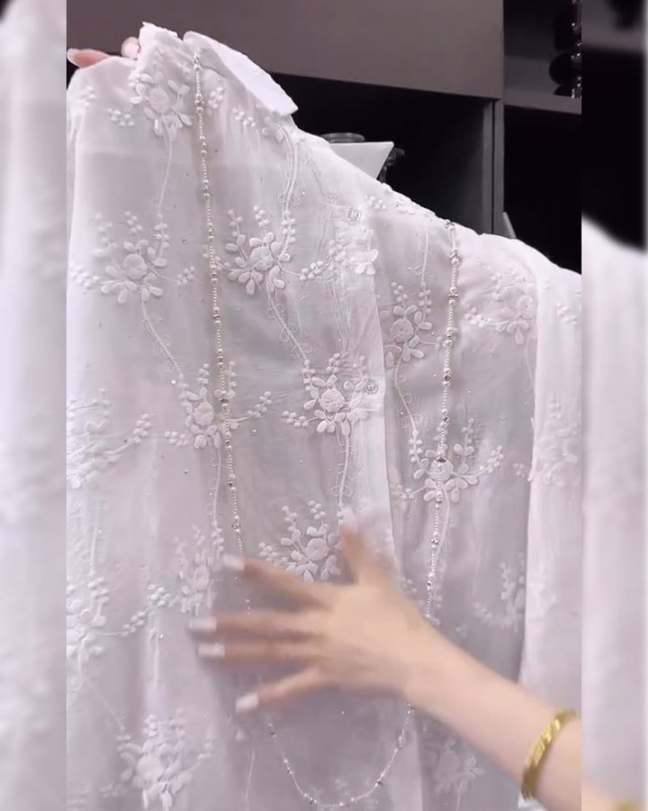 Women's Embroidered Shirt with Dropped Shoulders
