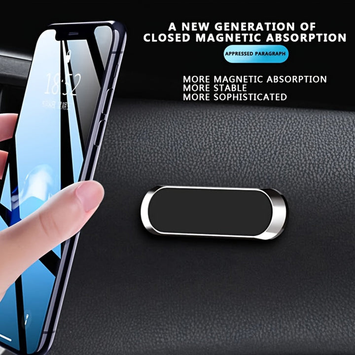 Secure magnetic smartphone holder for cars, featuring strong grip & modern design.