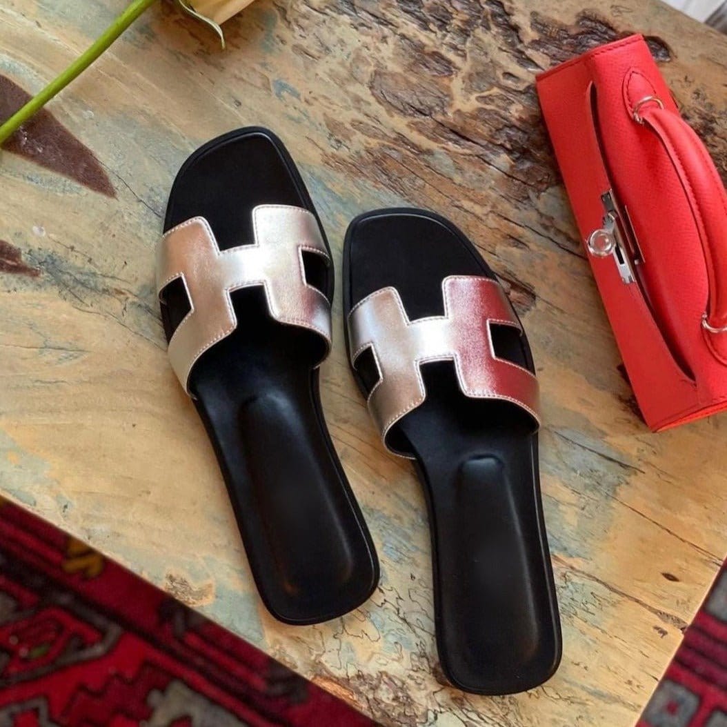 Luxurious women's summer sandals. Elegant comfort flats for stylish home & travel.