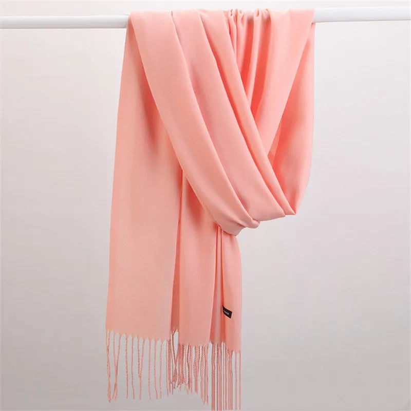 Warm & stylish cashmere scarf for women, cozy winter fashion neckwear.