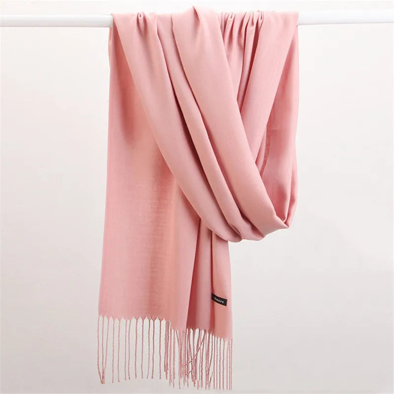 Versatile cashmere wrap, elegant solid color scarf, luxurious gift for her.