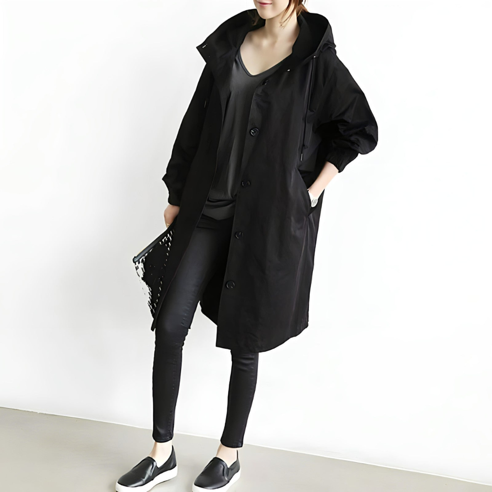 Stylish women's autumn winter jacket. Fashionable outerwear for a warm and comfortable look. Perfect seasonal coat.