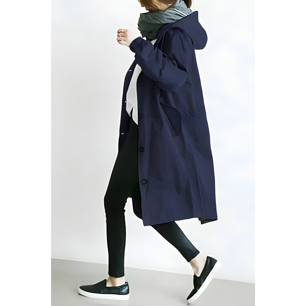 Elegant women's warm winter jacket. Chic and comfortable outerwear, a versatile and stylish autumn coat.