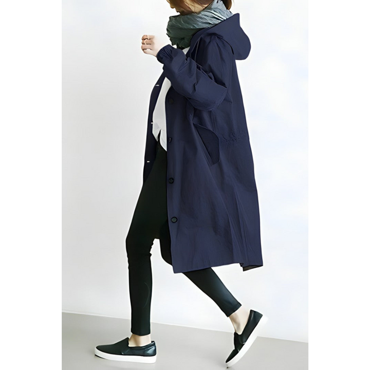 Elegant women's warm winter jacket. Chic and comfortable outerwear, a versatile and stylish autumn coat.