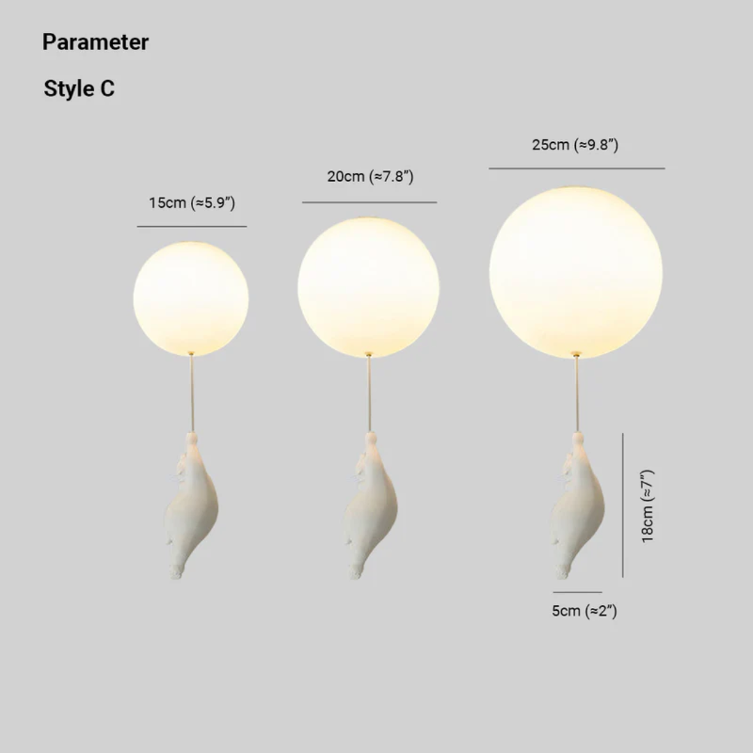 Kids' bear balloon ceiling light, a playful LED fixture for children's rooms.