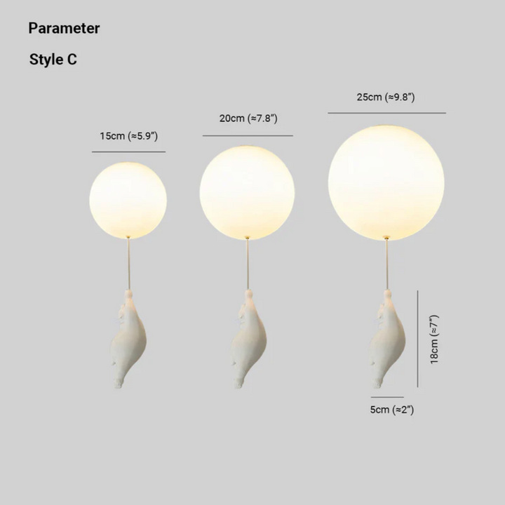 Kids' bear balloon ceiling light, a playful LED fixture for children's rooms.