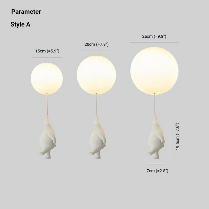 Energy-efficient LED bear balloon ceiling light, playful decor for any kids' room.