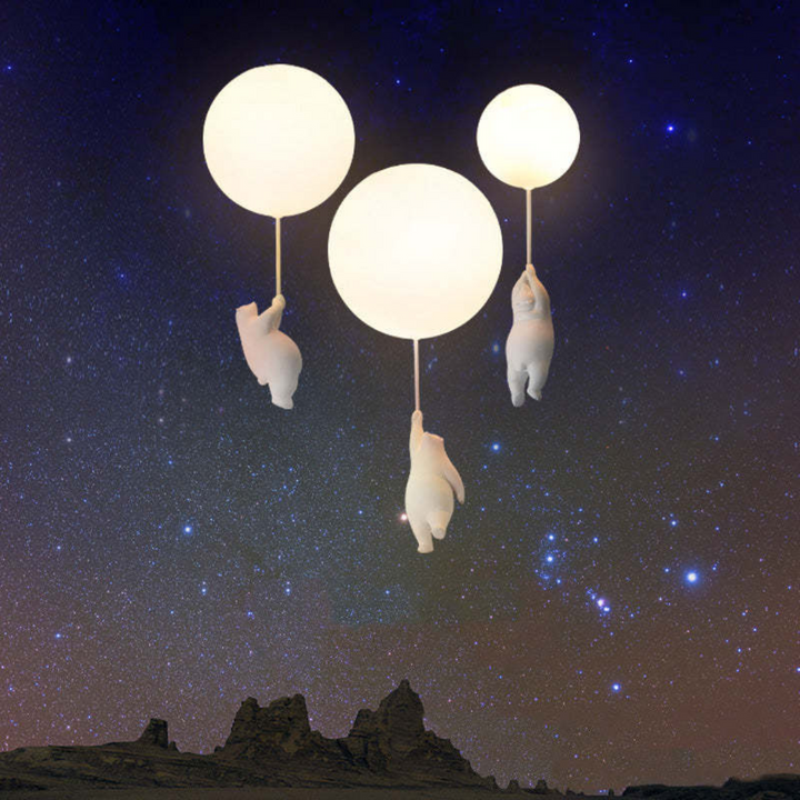 Versatile bear balloon light, a playful LED ceiling or pendant lamp for kids' decor.