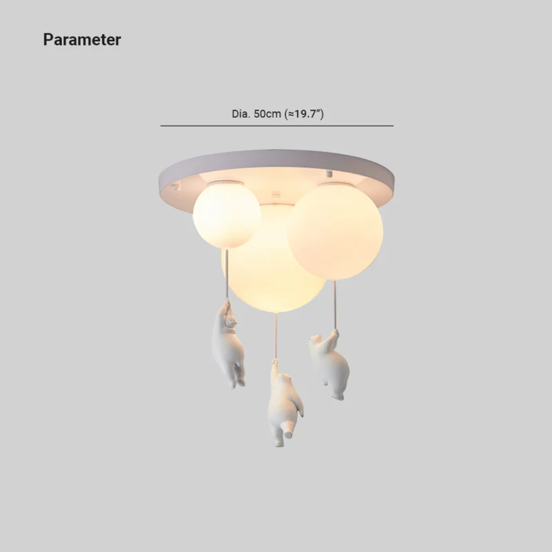 Whimsical bear balloon pendant light, ideal nursery lighting and playful kids' decor.