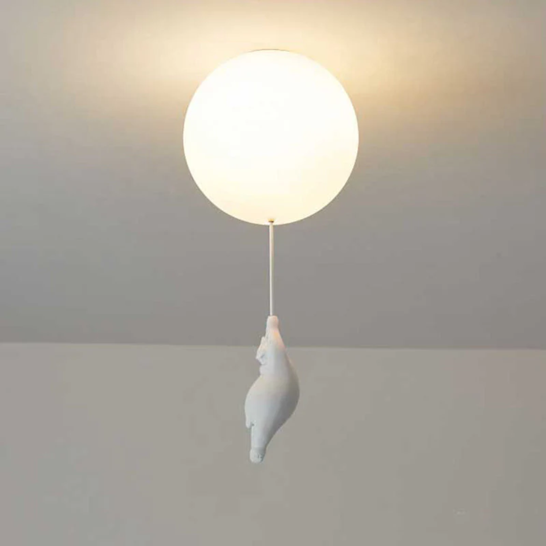 Charming bear balloon ceiling light, a playful LED lamp enhancing kids' home decor.