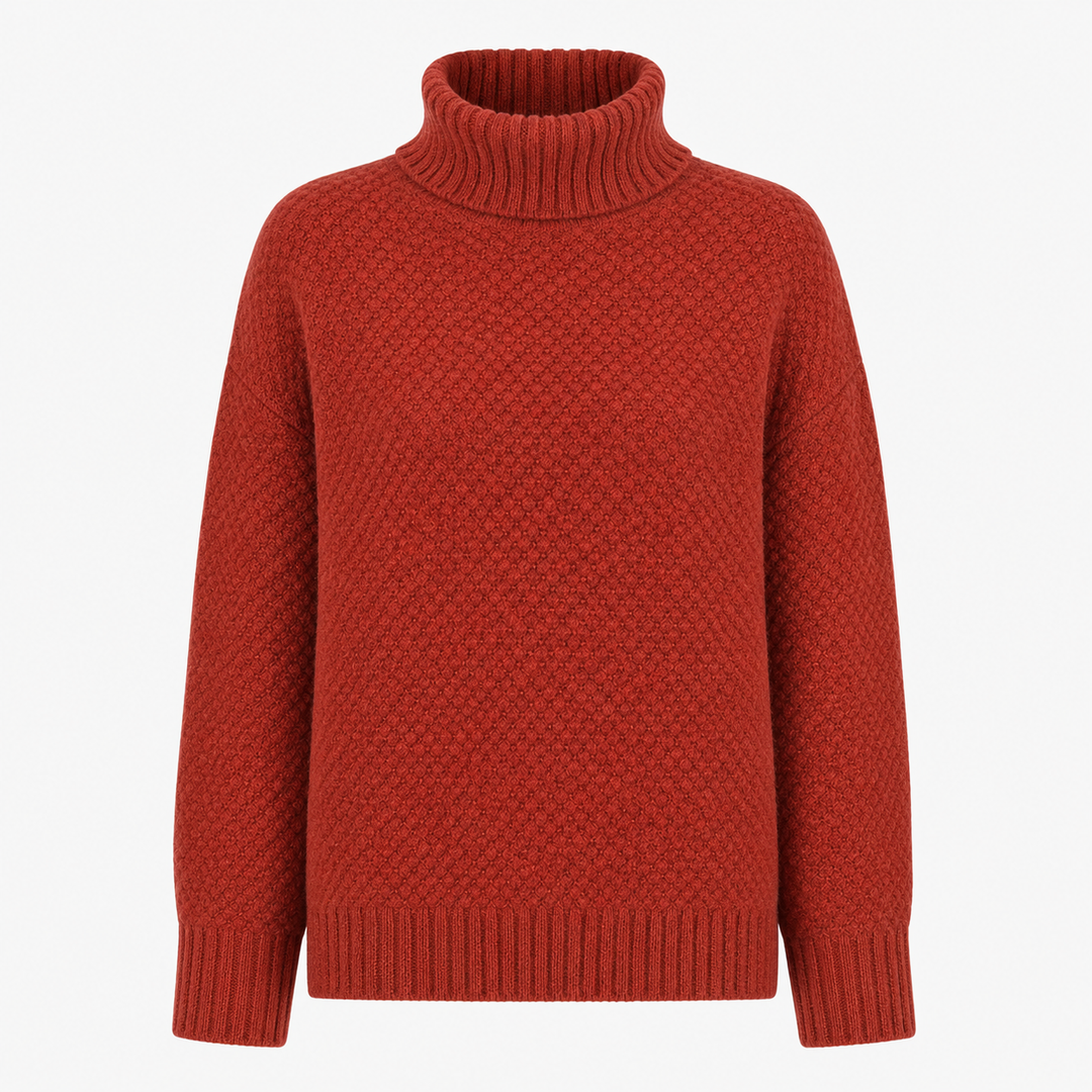 Versatile white women's turtleneck sweater for casual or formal wear. Chic long-sleeve top.