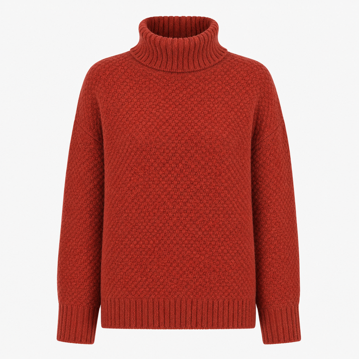 Versatile white women's turtleneck sweater for casual or formal wear. Chic long-sleeve top.