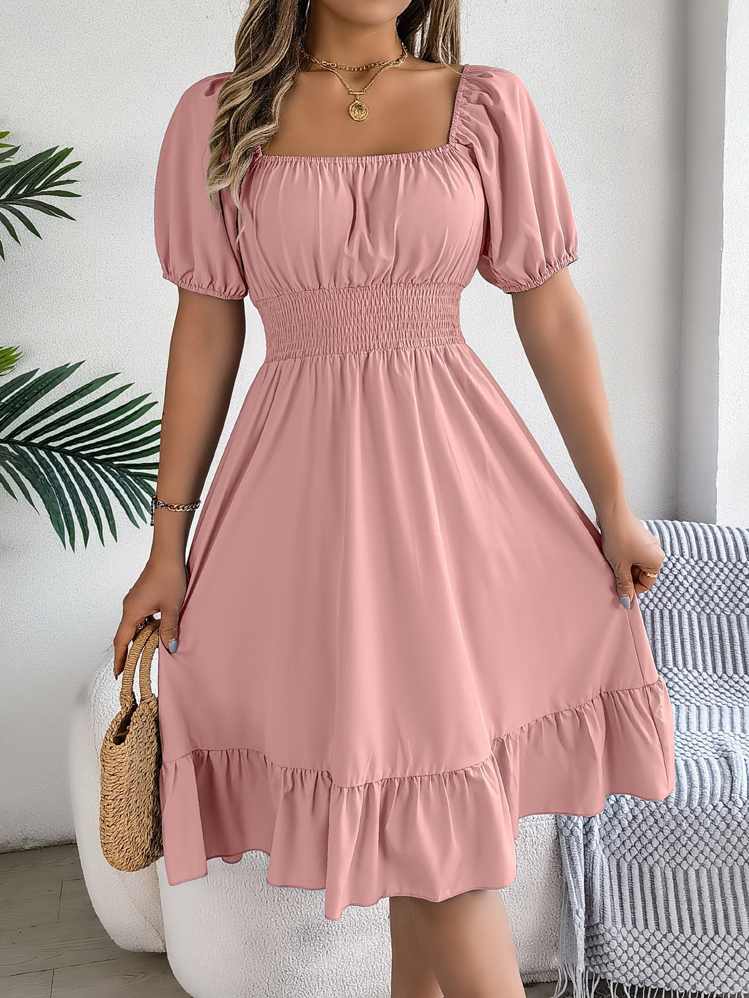 Sophia Puff Sleeve Midi Dress