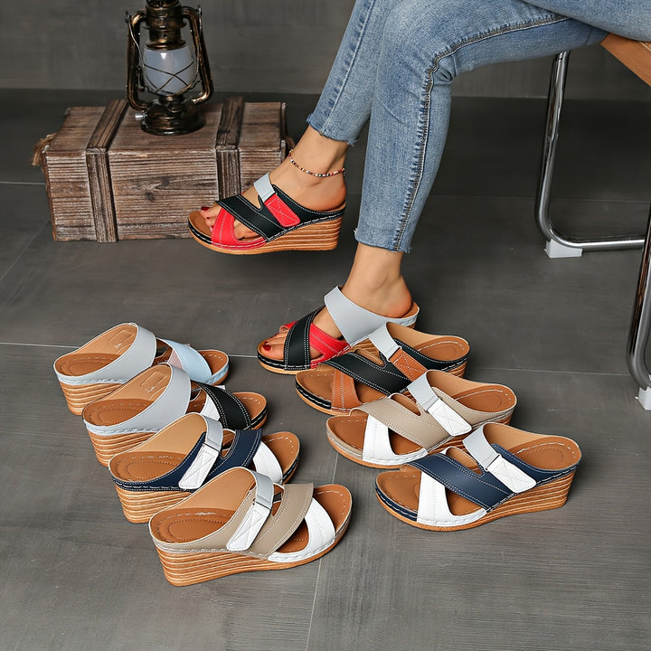 Women's Colorblock Wedge Slides