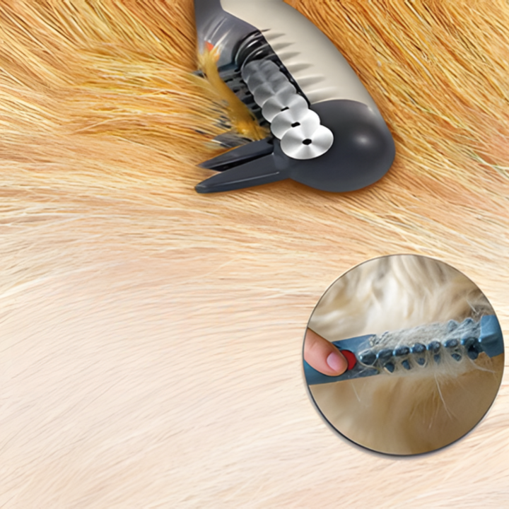 Fellona Knot-free Pet Trimmer for cats & dogs. Easy clean design, ergonomic for comfortable pet grooming.