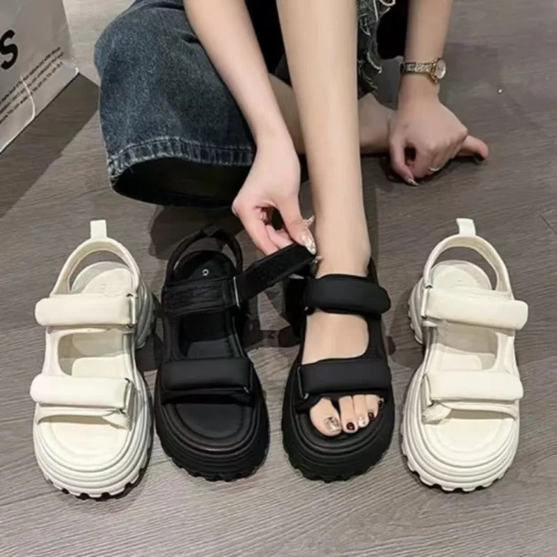 Women's arch support wedge sandals, orthopedic design for comfortable, healthy summer walking shoes.