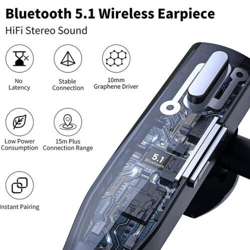 Hands-free Bluetooth 5.1 headset for business communication, featuring dual microphones