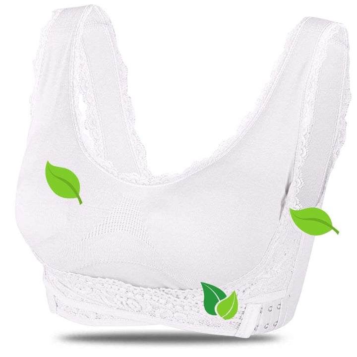 Soft comfort wireless bra for women, featuring intricate lace details and a snug, supportive everyday fit.