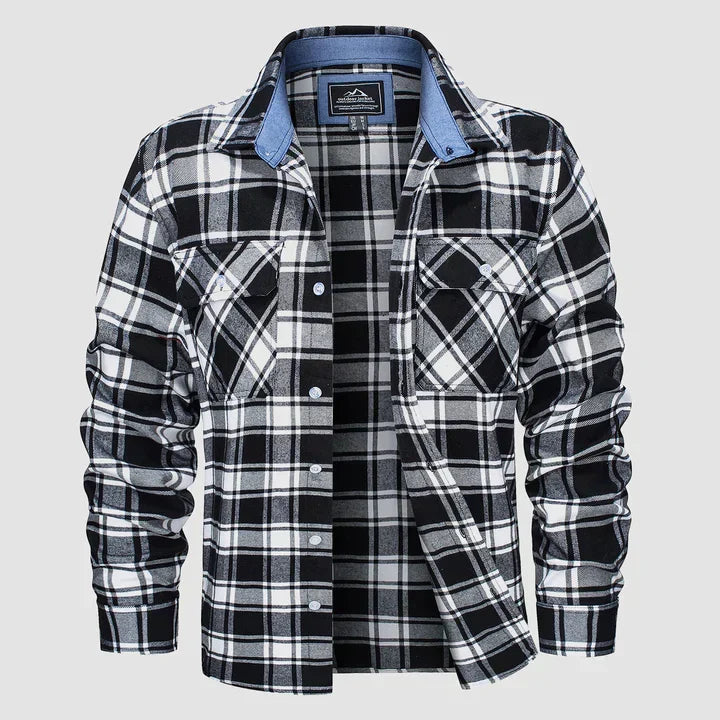 Versatile men's Logan flannel-lined button-down long-sleeve shirt, a warm top for any casual occasion.