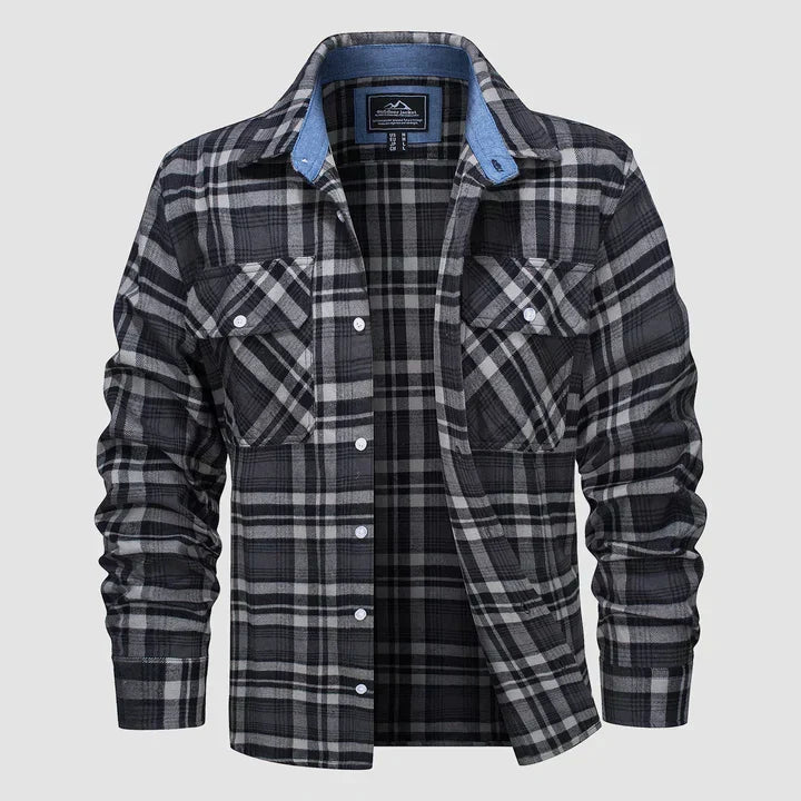 Men's Logan flannel-lined button-down shirt, long-sleeve, warm & cozy for fall/winter fashion.