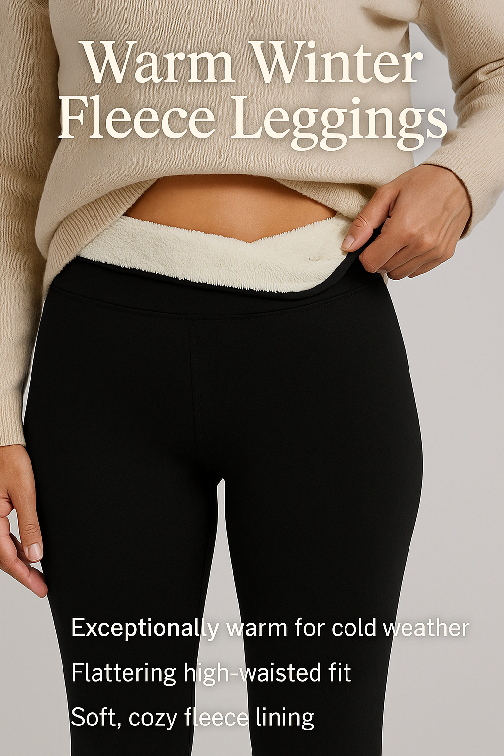 Soft fleece lined winter leggings providing excellent warmth and a comfortable fit.