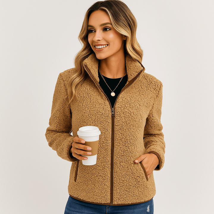 Casual women's insulated jacket, warm outerwear for everyday comfort and winter fashion.
