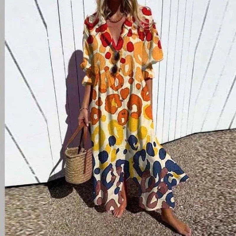 Comfortable women's floral maxi dress, ideal for summer parties, beach holidays, and special occasions.