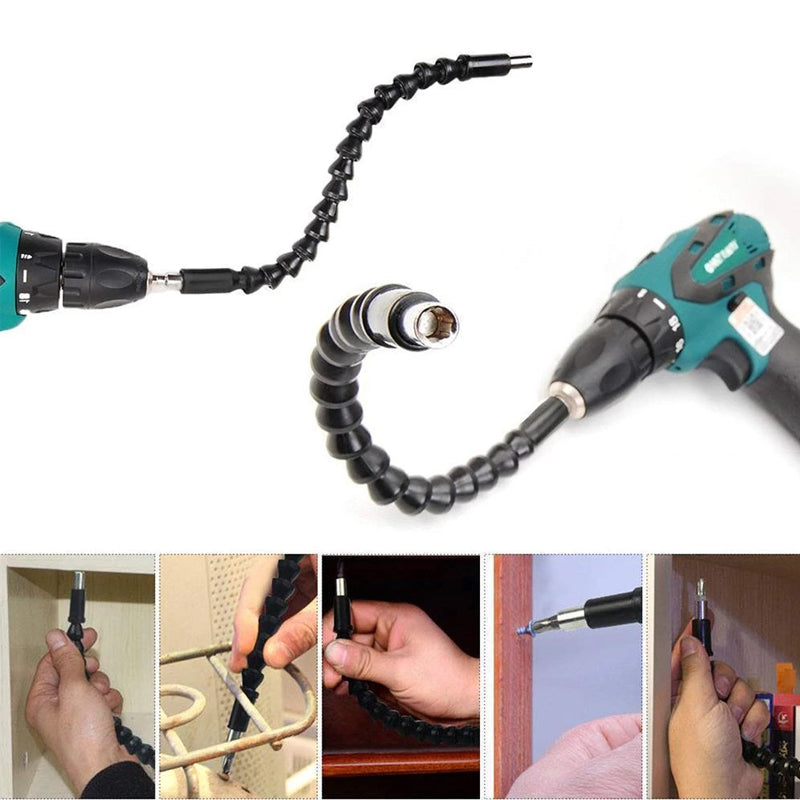 Universal flexible drill extension with screw holder, perfect for various screwdriver bits & power drills.