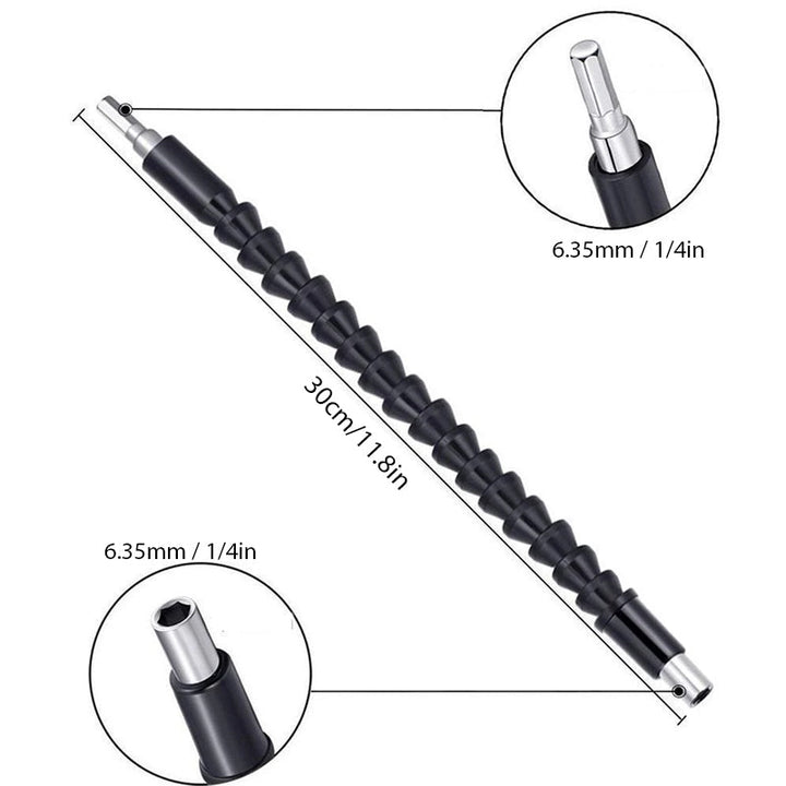 Durable carbon steel flexible drill extension, ideal power tool accessory for tough home repair tasks.