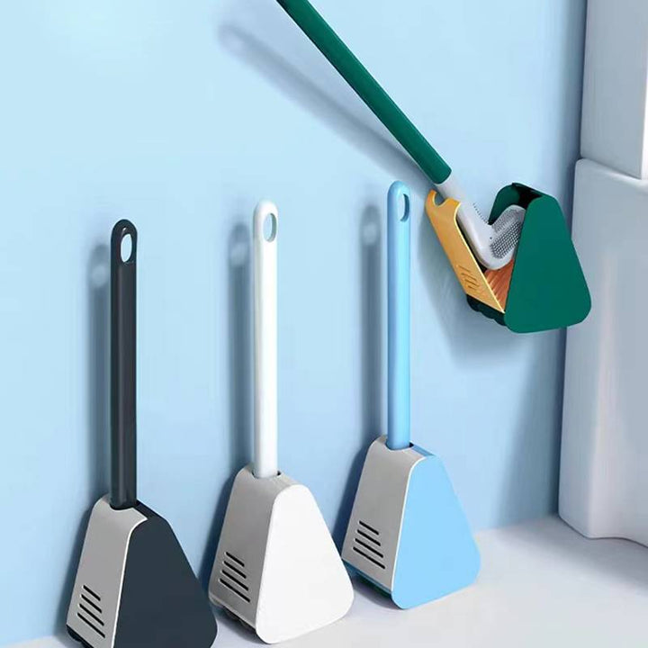 Flexible TPR bristles L-shaped toilet brush for deep cleaning under rims & tough spots.
