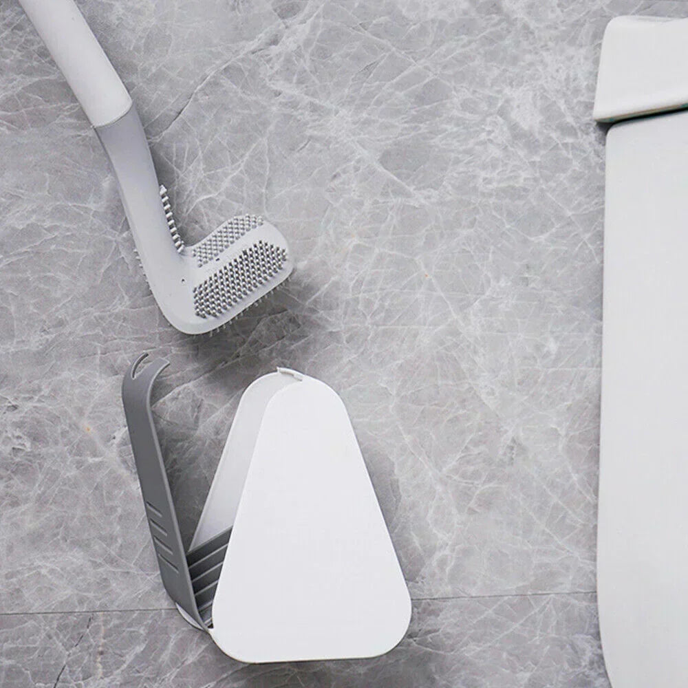 Solve tough spots with this flexible L-shaped toilet brush; a home essential for deep cleaning.